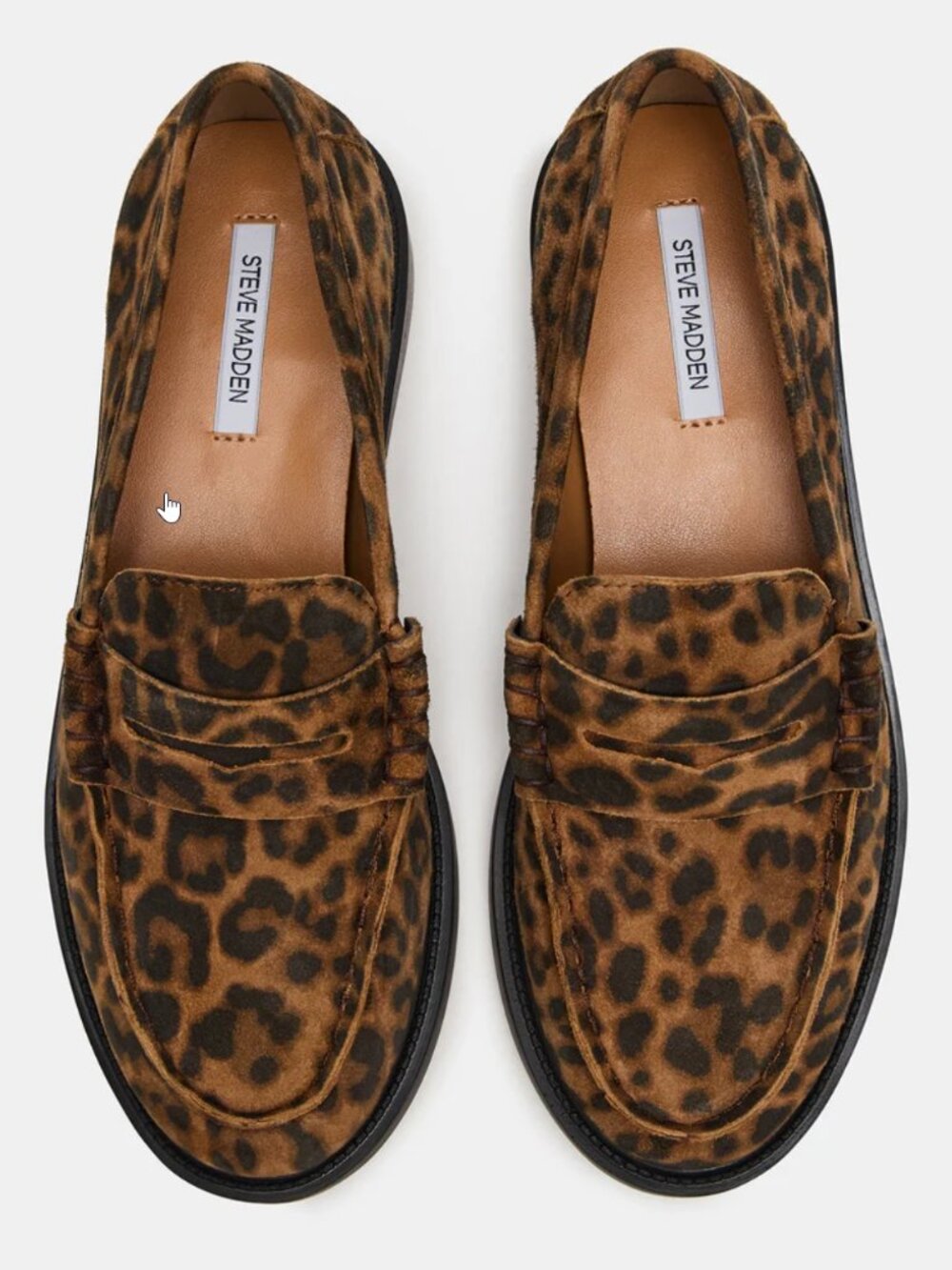 Steve Madden Women's Madison Leopard Print Suede Loafers in Brown/Black